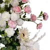 Decoratieve bloemen Roze groene serie Rose Hydrangea Wedding achtergrond Hoorn Arch Decor Arrangement Bloemgebeurtenis Bloemstand Stand raam