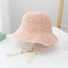 Caps Hats Fashion Lace Baby Hat Summer Straw Bow Baby Boy Girl Cap Beach Children Panama Hat Princess Baby Hats and Caps for Kids d240425