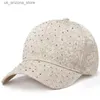 Ball Caps Cntang Summer Women Rhinestone Baseball Hat Flower Hafted Hat Womens Button Modna Moda Projektant Sun Hat Hip Hop Y2K Hat Q240425