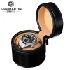 Kudde San Martin Leather Watch Box Anti Drop Travel Storage Box Fashion Luxury Green Blue Black Single Watch Present med kudde