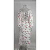 Abiti sexy urbani eleganti abiti da donna abiti sexy manica aperta sul retro 2023 Summer Floral Lace Up Abito Svilo Slitto Female Robe S-XXXLL2404