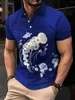 Polos de polos masculinos colorido água-viva 3D impressão masculina camisa pólo