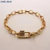 Link Bracelets SUNSLL Gold Color Copper Fashion Zircon Hexagonal Prism Bangles Jewelry Personalized Accessories For Women Gifts