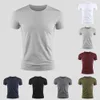 Magliette maschile maglietta maschile t-shirt a colori solidi a maniche corta maglietta estate in palestra casual palestra muscolare collo magro