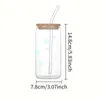 Tumblers 1pc Clear Drinking Glass With Bamboo Lid And Straw Juice Cup For Hot/Cold Drinks Drinkware Gift Light Colored Flowers Style H240425