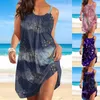 Abiti casual Summer's Summer Round Collow Colod Manleveless 3D Digital Stampa Slitta Scapa da spiaggia da spiaggia