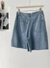 Dames shorts vrouwen geplooDed denim Solid color casual vrouwelijke jeans 2024 zomer