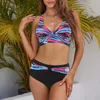Kvinnors badkläder Summer Bikinis Women Cross High Maist Push Up Swimsuit 2024 Female Swimming Bathing Suit Bikini Set Boho Beachwear