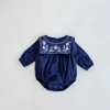 Body Baby Bodysuits dla chłopców z pełnym rękawem Haftowanie One Piece Noworodka odzież H240425