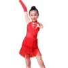 Scena noszona dziewczyny sukienki taneczne stroje cha sukienka dla dzieci tango spódnica karnawał noszenie tańca łacińska salsa kostiumy Tassel Dancing Dancing D240425