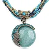 Pendants 45CM Length Retro Hand-woven Bohemian Pendant National Style Accessories Gold Necklace Red Green Blue