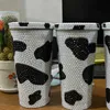 Tumblers 500/750ml Köpüklü Elmas Paslanmaz Çelik Yalıtımlı Kupa Saman Sadeleştirilmiş ve Zarif Glitter Su Şişesi H240425