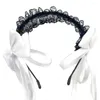 Accessori per capelli Bow Lolita Cosplay Hoop Make Up Maid Korea Banda di testa in stile Banda di pizzo Donne