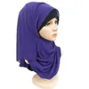 Hijabs Plain Bubble Mariffon Hijab Scarpe pour les femmes écharpes perle hijab châle Couleur solide Islamic Bandana Eid Muslim Turban pour en gros D240425
