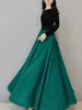 Saias de grandes dimensões dance saia longa verde para mulheres outono e inverno elegante pingente de chiffon slim ruched maxi senhoras