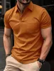 Heren Polos 2024 Men Korte Zomer LPOLO-shirt Fashion Pocket Pure Color T-Shirt Ademende feestkleding Top