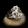 Band Rings 925 Silver New Gorgeous for Ladies Black Gold Ring Color Flower Zircon Jewelry Handmade Enamel Exaggerated H240425