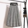 Röcke Herbst im Herbst Winterhundtooth Plaid Wollrock Frauen Korea Mode hohe Taille A-Line Midi Long und