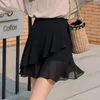 Saias saia feminina babado para mulheres roupas pretas de praia chiffon moda prêmio de luxo A linha de verão 2024 em estilo coreano