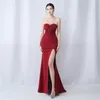 Partykleider rot mermaid sexy Abendkleid Schatz High Split Elastic Satin Long Prom Kleider Plus Größe Frauen Hochzeit