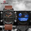 Horloges Herenhorloges naar luxe merk Men Leather Sports Watches Naviforce herenkwarts led digitale klok waterdichte militaire polshorloge