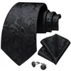 Bow Lays Luxury Black Solid Paisley Tie Set Pocket Square Gosinks 8 cm Jacquard Woven Silk Farty Farty Farty For Men Accessors
