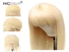 613 Honey Blonde Human Hair Wigs With Bangs Brasilian Straight Bob Wig Remy Hair for Women Full Machine Made Wig With Bang HCDIVA2793425