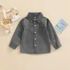 Kids Shirts Mode 1-6Y Jungen Denim Shirts Jacke Langschläfe Lampenknopf Schließung Taschendekor Casom Streetwear Außentopsl2404