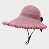 Breda randhattar hink hattar 2024 Ny vikbar koreansk båge Knut Wide Brim Sun Hat Lämplig för Womens Summer Hate