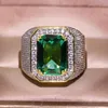 Anillos de banda Band Big Green Zircon Ring for Men Women Jewy Jewelry Jewelry Prong Prong 2019 Nuevo H240425