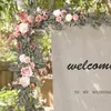 Fleurs décoratives 2,7 m Garland de fleur Ensemble artificiel blanc rose rose étonnant Booth de cabine de pote en fond de jardin élégant décor
