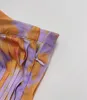 Saias 2024 Autumn Women Purple Orange Jacquard Pleated Chiffon Skiffon