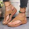 Klänningskor Lucyever plus size Clip Toe kilar Sandaler Kvinnor 2024 Non Slip Thick Sole Beach Sandles Woman Summer Back Strap Platform Sandal