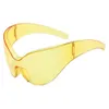 Большой рамный кошачий глаз Оглубные солнцезащитные очки для экспорта, персонализированные солнцезащитные очки, безрамные, футуристические технологии, солнцезащитные очки Y2K