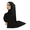 Roupa étnica H205 Modal Cotal Cotton Jersey Longo longo e macio com strasslestones retangular hijab lady's headscarf shawl shop