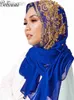Hijabs Muslim Chiffon Hijabs Scarf Turban Gold Glitters Beads Hijab for Woman Ramadan Foulard Musulmane Pour Femme Long Headscarf d240425