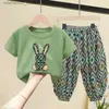 Vêtements Ensembles Girls Set Mothers Childrens NOUVEAU SUMBRE SUMBRE T-shirt Coton Baby Baby 2 pièces Pantalons à manches courtes Q240425