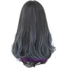 Äkta hår peruker onlinebutik peruk kvinnor lång hår mode plats färgad blå gradient våg täcker bekväm och naturlig hög temperatur silke full topp axel längd
