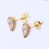 Brincos de garanhão 925 Sterling Silver Pan Brincho Gold Radiant Teardrop Studs com Crystal for Women Women Wedding Gift Fashion Jewelry