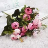 Dekorative Blumen 5 Gabel kleine Tee Rosen Blumenvasen für Hochzeitshäuser Dekoration Display künstlicher Großhandel Scrapbooking Brautstrauß