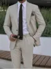 Herrenanzüge lässig beige Anzug für Herren Business Wedding Bräutigam Smoking Jacke Hose 2 Stück Set formelle Spitzenkragen Elegant Mann Outfit