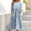 Partykleider 2024 Kurzarm Langes Vestidos Bohemian Blumen bedrucktes Strandkleid Sommer Femme Holiday Robe Women Casual Maxi Sundress