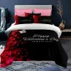 sets Valentine's Day Duvet Cover Set Red Rose I Love You Pattern King Size Couple Polyester Bedding Set Happy Romantic Quilt Cover