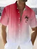 Chemises décontractées pour hommes Couleur Gradient Palm Tree Hawaiian Shirt 3D Bouton imprimé Up Up Short à manches Tops Summer Vacation Summer Daily Wear