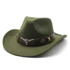 Brede rand hoeden emmer hoeden unisex buitenste wijn rode binnenkant tan jazz fedoras man hoed cowboy hoed tauren riem spoed mannen vrouwen brede panama trilby caps herfst y240425