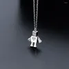 Hängen Inzareal 925 Sterling Silver Zircon Heart Minimalist Robot Pendant Necklace For Fashion Women Punk Fine Jewelry Accessories