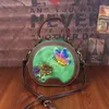 Bag 2024 Make-up Head Layer Cowhide Butterfly Love Flower Women's Leather Hand Painted Single Shoulder Messenger