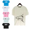 designerka T Shirt Mens Shark Fashion Casual Clothing Oddychający koszulka wysokiej jakości koszulka streetwear popowy graffiti z farbą sprayową z krótkim rękawem