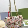 NEU MS Designer Blumenbeutel Drucken Umhängetaschen Design für Frauen Crossbody Cowide Leder Texturbeutel Luxus G Lettther Handtasche Kreditkarte