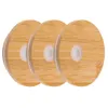 Kubki jednorazowe słomki 3PCS Mason Jar Pokrywa z okładkami Bamboo wielokrotnego użytku